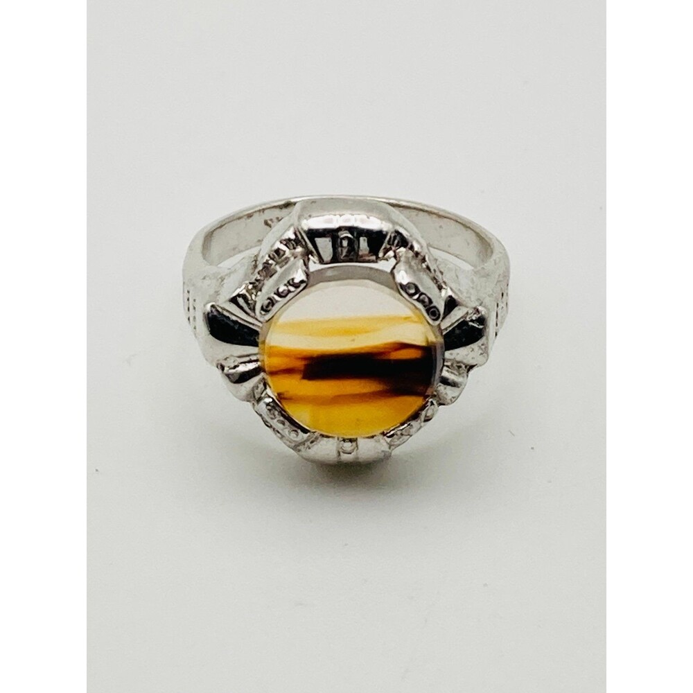 Vintage sterling silver agate pinky Ring size 4